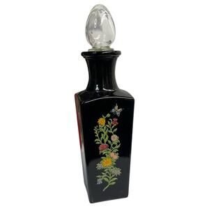 VTG Avon Butterfly Rose Garden Black Cologne Bottle Bud Vase 8x2" Empty